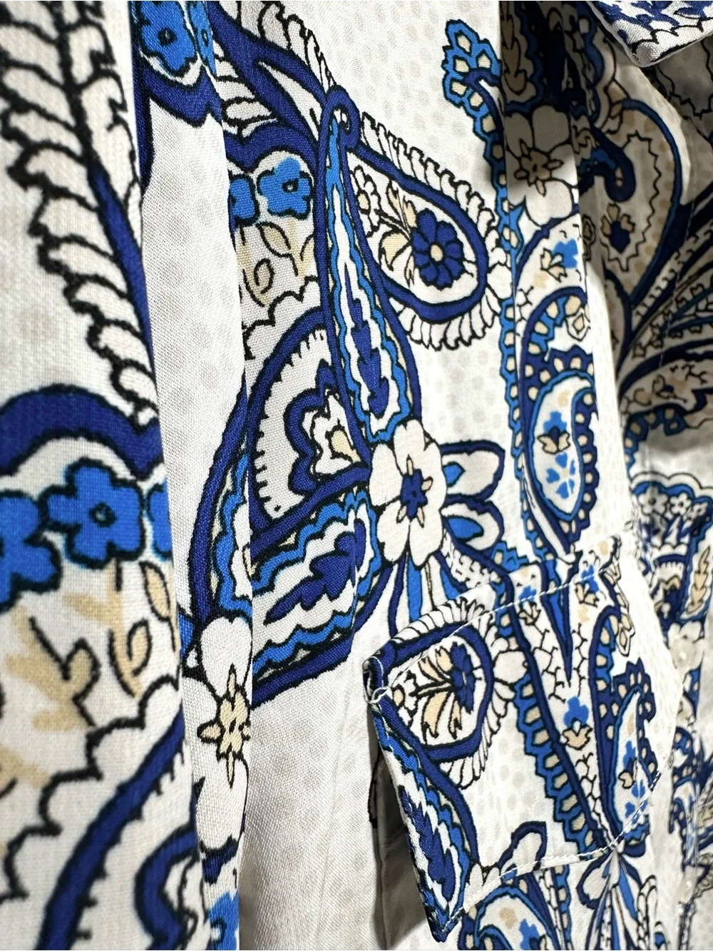 TOMMY HILFIGER Paisley Button Down Blouse Coastal Boho Preppy - Picture 4 of 9